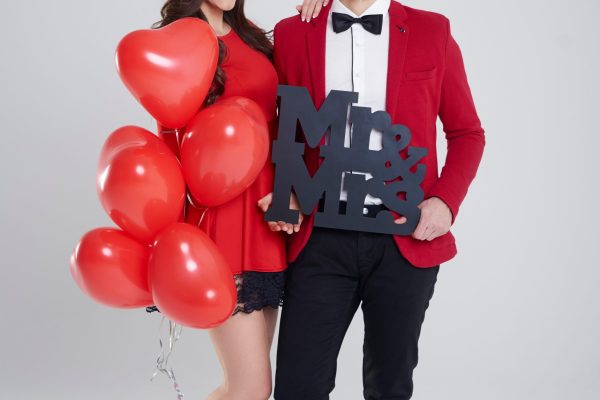 Top view of affectionate couple